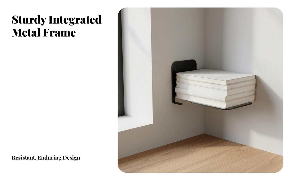 Floating Effect Invisible Bookshelf Space-Saving Book Rack Modern Look Wall Shelf Easy Installation for Students, Minimalists, Renters, Office, Living Room, Bedroom, Hallway