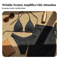3 Pieces 3 Piece Bikini Set Sun Protection Pink Bikini with Mesh Wrap Skirt Breathable Triangle Swimsuit with Cover up for Young Adults, Swimming