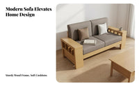 Rubber Wood Frame Sofa Firm Foam Solid Wood Sectional Sofa Sturdy Construction Textile Cushion Couch Set for Families, Apartment Dwellers, Home