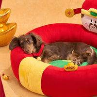 Winter Pet Bed Thick Padded Animal Bedding Festive
