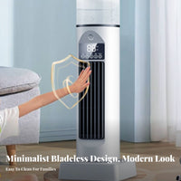 Bladeless Misting Fan Adjustable Speeds USB Vertical Air Chiller Portable Desktop Humidifying Chiller for Office Workers, Students, Bedroom, Dorm Room