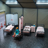 1:64 Scale Hospital Diorama Detailed Miniature Ward with Wheelchair for Tabletop Layout, Photo Setups