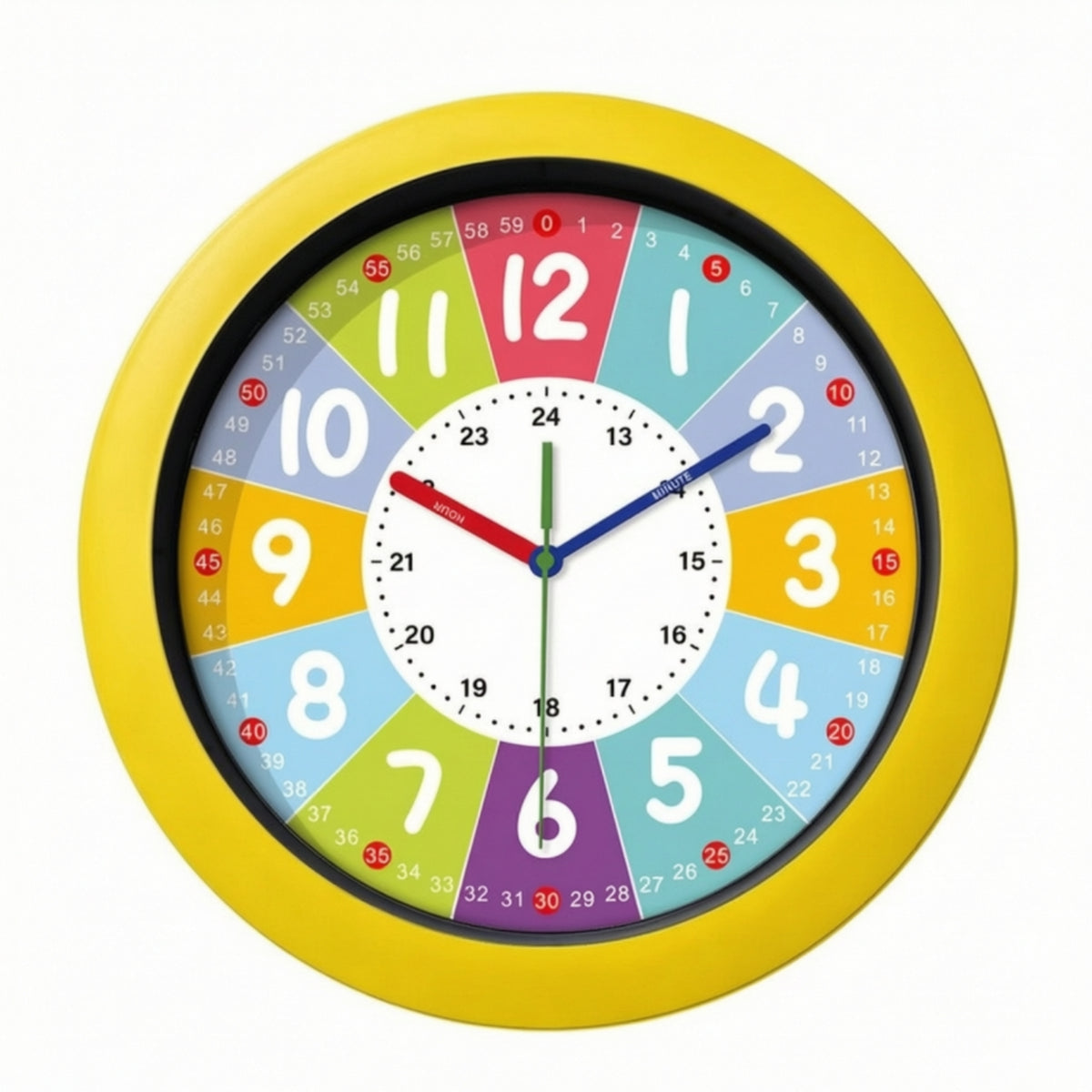 Educational Analog Learning Wall Clock Color-Coded Analog Learning Wall Clock Child-Friendly for Playroom