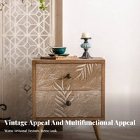 Irregular Block Pedestal Wabi-Sabi aesthetic Nightstand Distressed Finish Side Table for Interior Designers, Homeowners, Bedroom, Living Room, Lounge Area