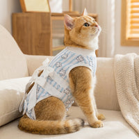 Pet Recovery Suit with Ties, Breathable Cat Recovery Suit for Anti-Licking, Pet Surgery Suit and Post Surgery Cat Suit for Pets