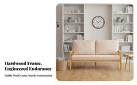 Minimalist Design Cushisoled Wood Bench Space-Saving Couch Year-Round Use Loveseat Sturdy Construction for Apartment Dwellers, Homeowners, Couples, Living Room, Small Areas, Bedroom