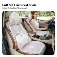 Breathable Ice Silk Car Seat Cover All-Season Use Cushiony Car Seat Cushion Set Cute Design Creature Support Pillow Easy to Clean for Passengers, Young Adults, Driving, Daily Commute, Road Trips, Travel