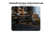 Minimalist Design Mesh Back Sled Base Armchair Heavy Duty Mesh Back Sled Chair Comfortable Armrests Office Furniture High-Density Foam Cushion for Students, Reception Guests, Visitors, Study Room