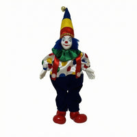 Ceramic Clown Doll Textile Clothing Clown Figurine Jester Doll Wire-Supported Decor Figure Oversized Shoes for Decorative Use