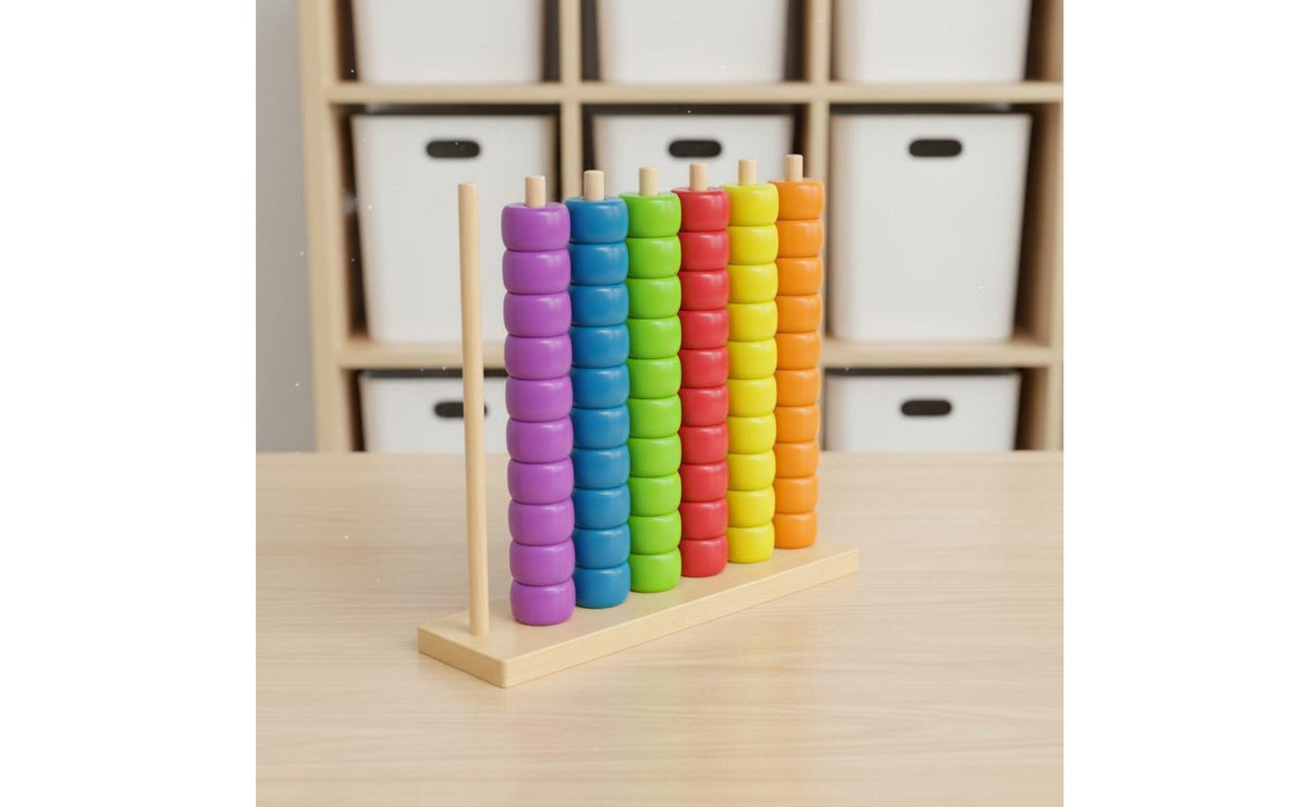 Wooden Bead Abacus Brain Development Color Sorting Toy Fine Motor Skills Bead Counting Rack for Young Children, Kids