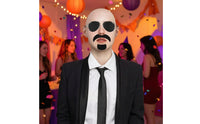 Natural-Looking Bald Cap with Glasses and Mustache Skin-Tone Bald Scalp Cap Kit Wrinkled Cosplay Set Aviator-Style for Cosplayers, Adults, Actors, Halloween, Theatre