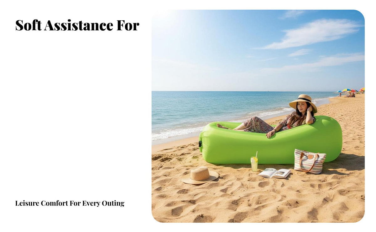 Lightweight Wind-Pouch Recliner No Pump Required Wind-Pouch Lounger Quick Inflation inflatable lounge Waterproof for Beachon the moveers, Outdoor lovers, Beach, Camping, pool area, Backyard