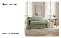 Pleated Straight-Line Sofa French Retro design Upholstered 3-Seater Sofa Small Space accommodating Living Room Couch for Apartment Dwellers, Lounge, Bedroom