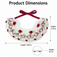 Red Floral Lace Pet Neck Accessory, Handmade Embroidery Pet Supplies, Princess Design Flower Decoration for Special Occasions