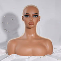PVC Mannequin Head Photo Prop Female Bust Mannequin with Shoulders Female Display Bust for Salon