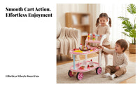 Curved Handle Pretend Dessert Cart Storage Plaything Dessert Cart