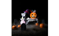 Halloween Inflatable Skeleton Dog Weather-Resistant Halloween Inflatable Dog Yard Decoration with Pumpkin Oversized 3D for Lawn