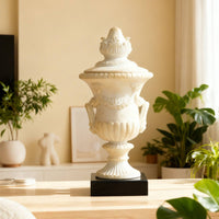 Decorative Vase with Lid Antique Style Urn Planter Sculptural for Homeowners