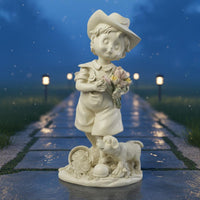 Resin Child Statue Cute Design Garden Ornament for Gardeners, Outdoor, Patio