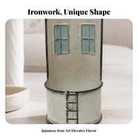 Cream Distressed Planter Pot Rustic Iron Planter Distressed Flower Pot