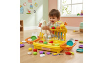 Standing Faucet Running Water Sink Toy Duck Themed Toy Kitchen Sink Detachable Legs Dishwashing Set Yellow