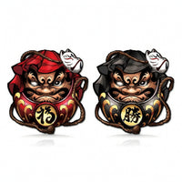 Traditional Daruma Decal with Chinese Character Self-Adhesive Daruma Decal Waterproof Cartoon Sticker Graphic for Notebooks