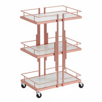Gold Beauty Salon Trolley Elegant Design 3-Tier Salon Trolley Versatile 3-Tier Rolling Cart for Nail Technicians, Spa Professionals, Living Room
