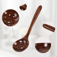 Wooden Skimmer Spoon Long Handle Wooden Colander Ladle Colander Spoon Polished for Home Cooks, Hot Pot, Restaurant
