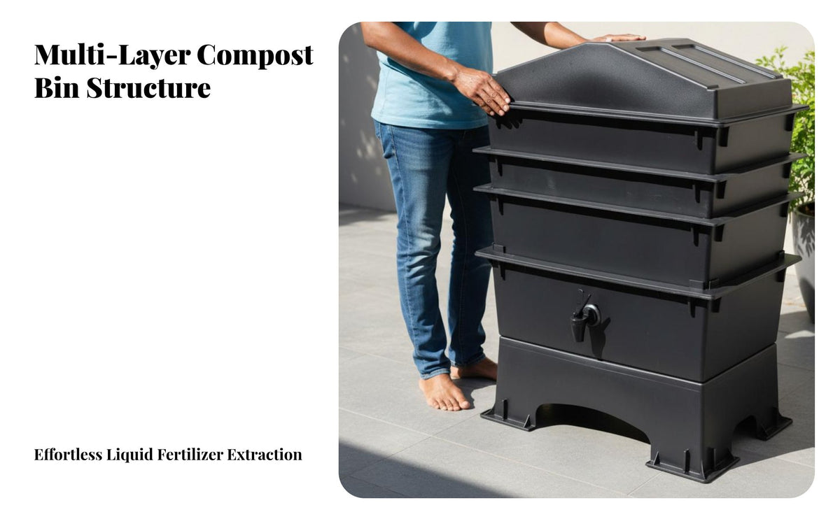 Red Wigglers Breeding Box Produces Liquid Soil Enhancer Vermicomposting Bin Stackable Composting Creature Composter Odor Control