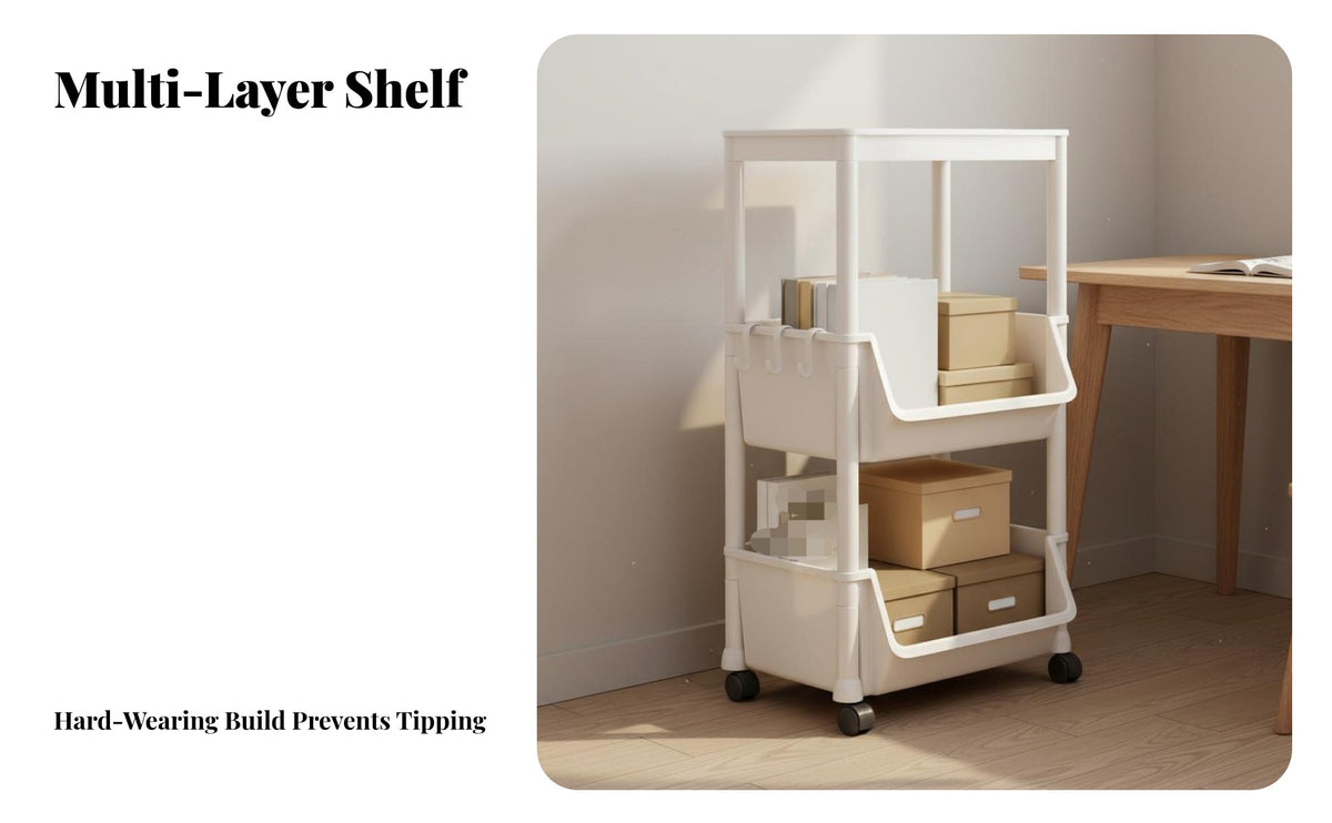 Mobile Toy Organizer Easy to Move Mobile Shelving Unit Rolling Storage Cart Space Saving Multi-Tier Utility Trolley for Bathroom