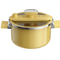 Enameled Pot with Glass Lid Gas Cooktop Stockpot with Glass Lid Even Heating Enamel Soup Pot for Home Cooks