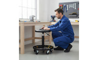 Padded Mechanic Stool with Tool Tray Mobile Rolling Mechanic Stool Large Garage Seat with Tool Tray Long-Lasting for Mechanics