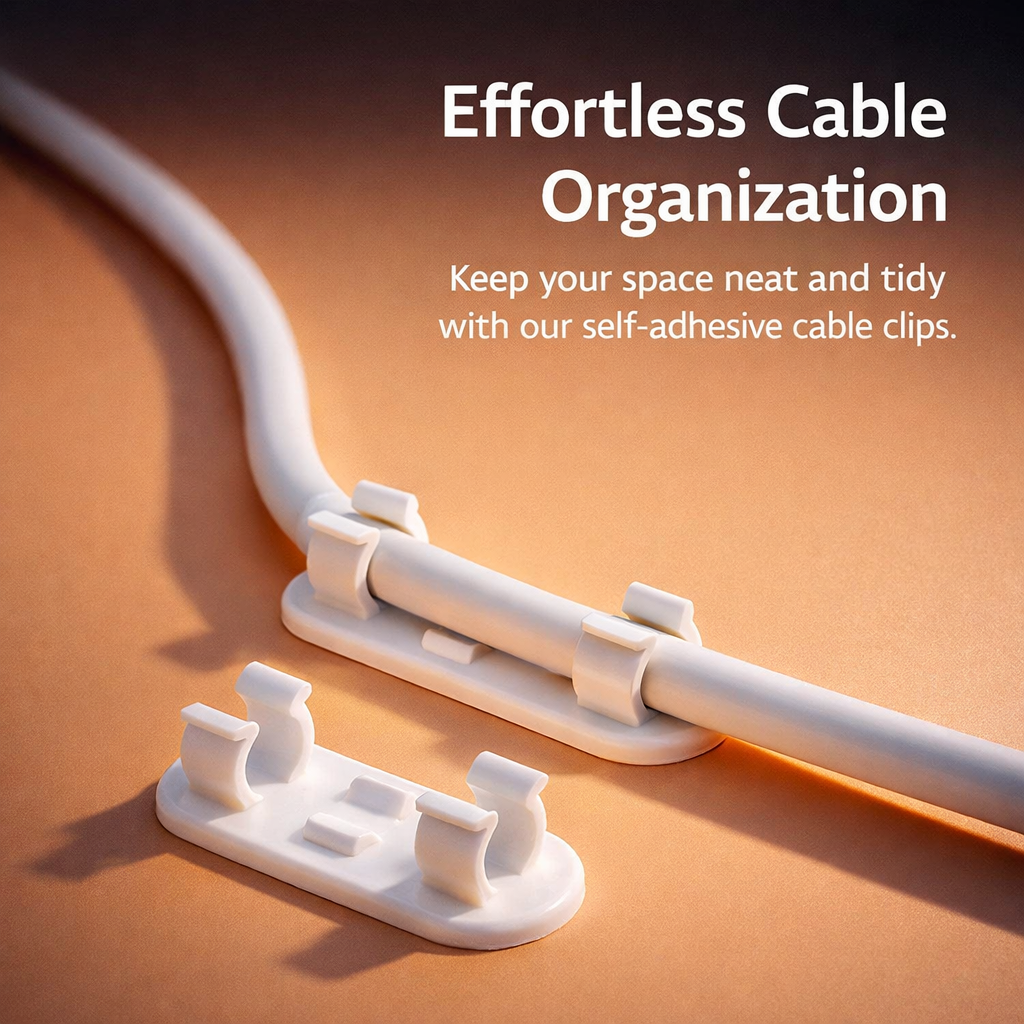 Adhesive Cord Organizer Clips No Drill, Cable Wire Holder for Desk Room, High Viscosity for Homeowners, 10
