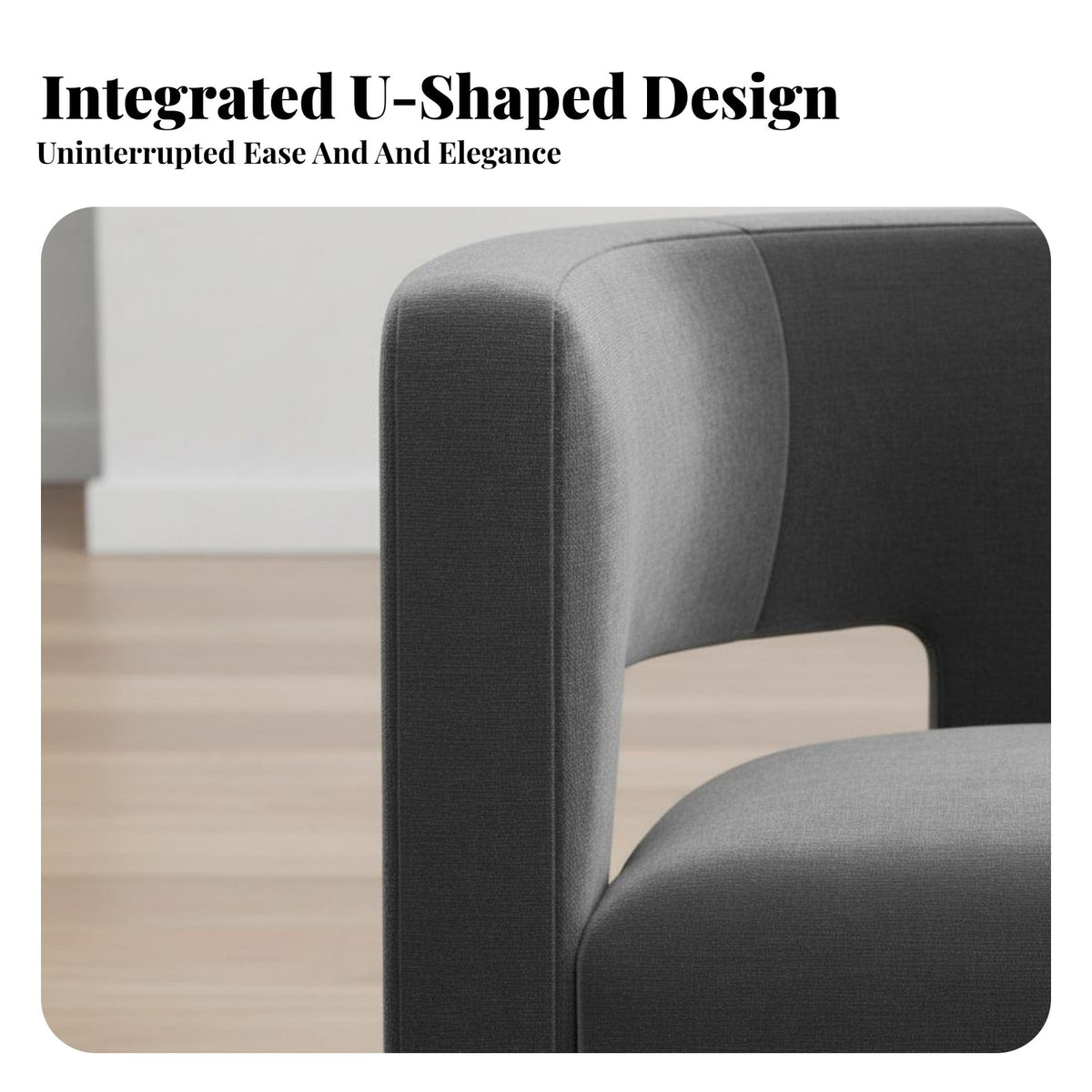 Nordic Aesthetic Upholstered U-Back Armchair Minimalist Design Single Sofa Sculptural Form Accent Chair Sturdy Wood Frame for Interior Designers, Business Owners, Living Room, Clubhouse, Reception Area, Reading Nook