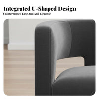 Nordic Aesthetic Upholstered U-Back Armchair Minimalist Design Single Sofa Sculptural Form Accent Chair Sturdy Wood Frame for Interior Designers, Business Owners, Living Room, Clubhouse, Reception Area, Reading Nook