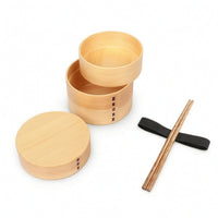 Wooden Bento Box Traditional Container Natural for Office Workers, Students