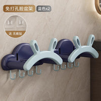 可伸缩壁挂脸盆架卫生间免打孔置物架浴室厕所洗澡脚盆收纳架神器