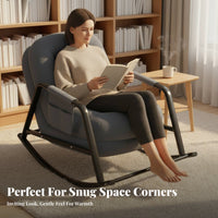Upholstered Rocking Lounger Ergonomic Design Upholstered rocking chair with Footrest Soft Padded padding Living Room Seating for Homeowners, Balcony, Bedroom