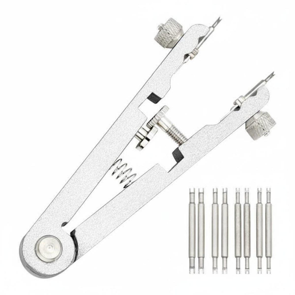 Easy to Use Adjustable Watch Strap Tool Interchangeable Forks Watch Band Removal Tool Long-Lasting Coil Bar Pliers Versatile for Watchmakers, Hobbyists, Repair Shop, Home DIY