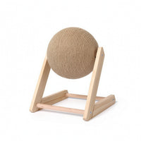 Sisal Cat Scratching Toy with Wooden Frame Natural Cat Scratching Ball Stable Interactive for Living Room