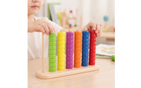 Wooden Peg Board with Beads Preschool Color Matching Toy Bead Sorting Toy Sensory Wooden Peg Board Counting for Toddlers