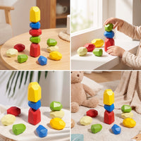 10 Pieces Wooden Stacking Stones Geometric Stacking Blocks Educational