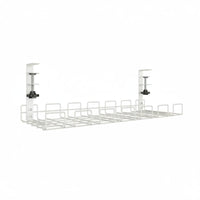 Easy Installation No Drill Hanging Desk Shelf Space Saving Clamp on Desk Storage Rack Heavy Duty Clamp-on Wire Basket Sturdy Metal for Office, Workstation
