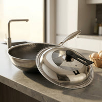 Stainless Steel Pan Lid with Tempered Glass for Frying Pan, Universal Saucepan Lid and Wok Lid, High Temperature Resistant Pot Cover, 1 Pack