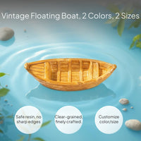 Mini Boat Resin Decor, Antique Style, Aquatic Landscape