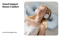 Neck Support Anti-Pressure Ear Pillow Ergonomic Design Pillow with Ear Holes Breathable for CNH Patients, Headphone Users, Beauty Salon, Bed