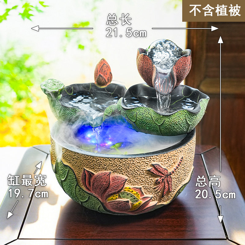 招财客厅流水摆件循环水风水轮室内客厅茶室桌面小水景喷泉小鱼缸