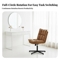 360-Degree rotate Armless Upholstered rolling Chair Height Adjustable Upholstered Rolling Chair Ergonomic assistance Vanity Stool dense foam padding for Students, Home Office Workers, Adults, Study Room, Bedroom