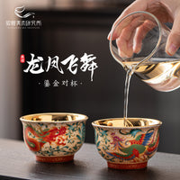 敦煌鎏银龙凤对杯茶具套装文创茶杯礼盒结婚礼物龙凤杯新婚送新人