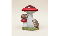 Fungus Statue with Hedgehogs Ceramic Fungus Hedgehog Figurine Toadstool Ornament Whimsical Cute for Gardeners, Patio